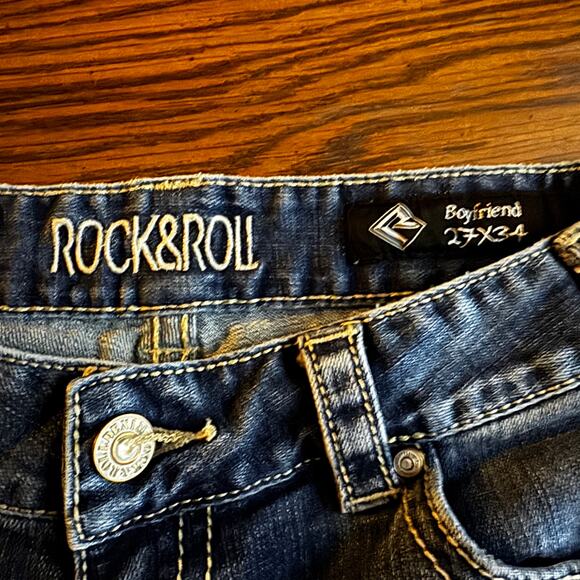Rock & Roll Denim Men's Boyfriend Fit Jeans 27x34 Distressed Medium Wash - Picture 5 of 7